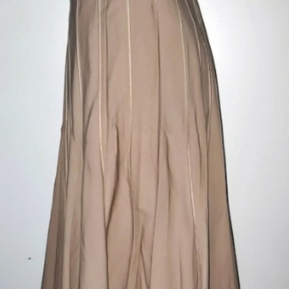Lena Gabrielle NY pleated skirt knife-pleat khaki, beige,  A-line swing boho - Picture 5 of 9